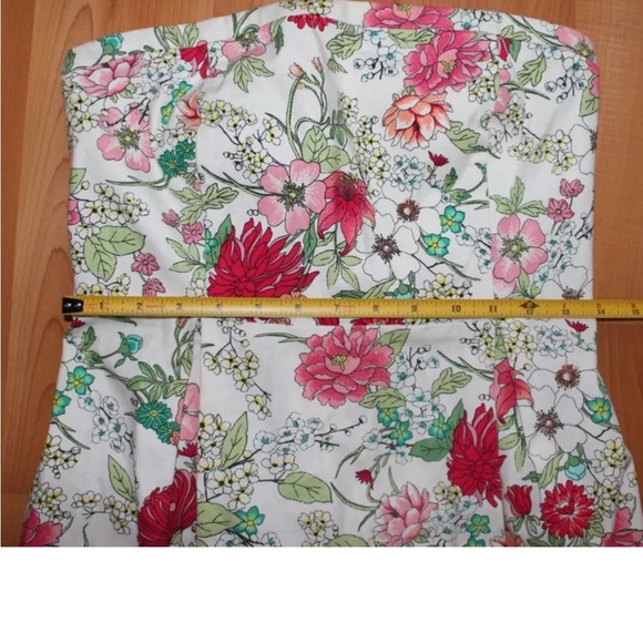 Old Navy Women's Sz 6 Strapless Floral A-Line Stretch Dress Pink White Red Green - Picture 7 of 8